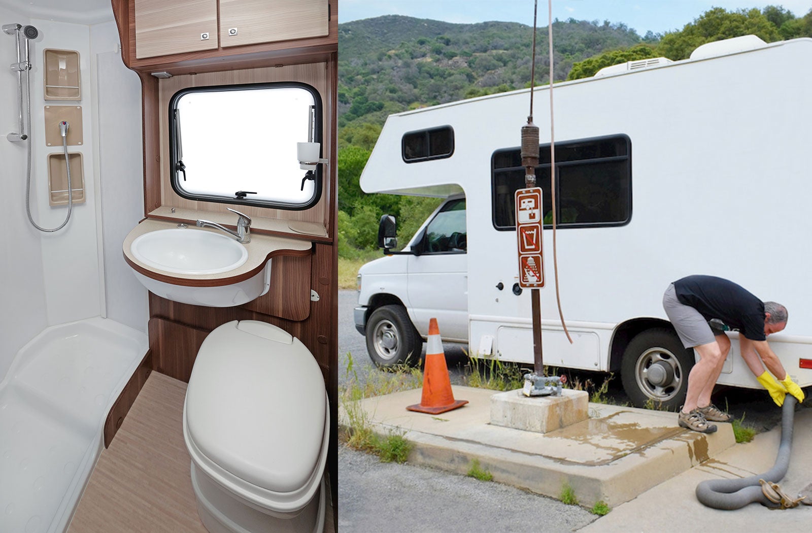 Portable RV/camper toilet and holding tank setup in Kelso, Washington